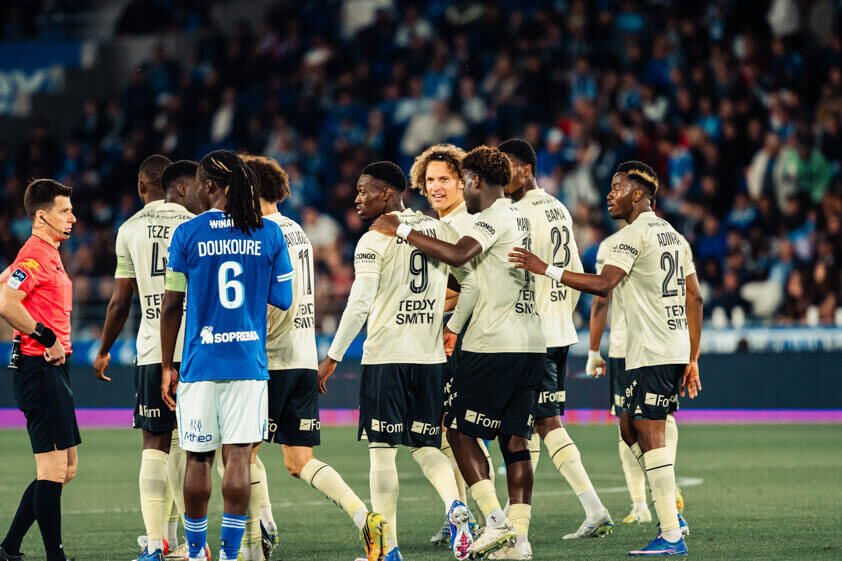 AS Monaco players in action during the match