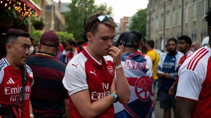 Arsenal supporters gathered at Emirates Stadium in London after their Champions League final defeat against PSG on May 30, 2026