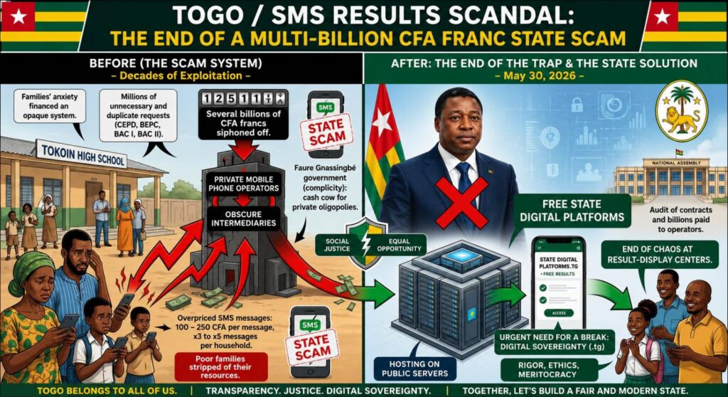 Togo ends exam result SMS fees amid state-funded scandal
