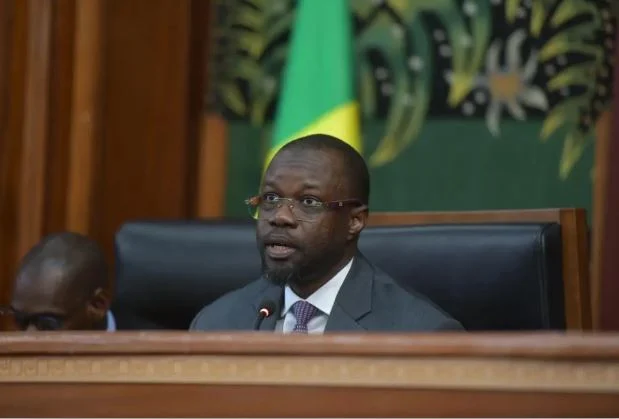 Ousmane Sonko speaking during a press conference