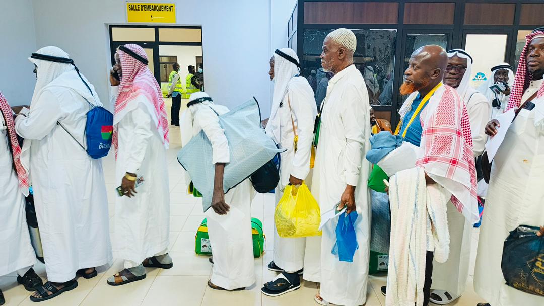 Pilgrims disembarking from their flight in Ouagadougou after completing Hajj 2026