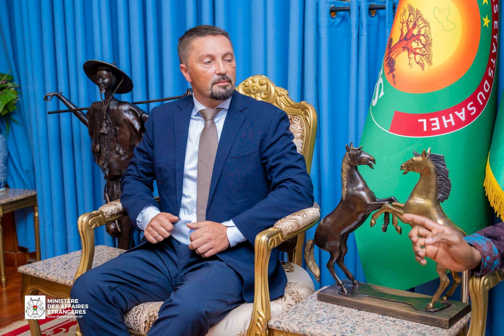 Slavenko Ristic, Serbian parliamentary leader and defence specialist, speaks during meetings in Ouagadougou