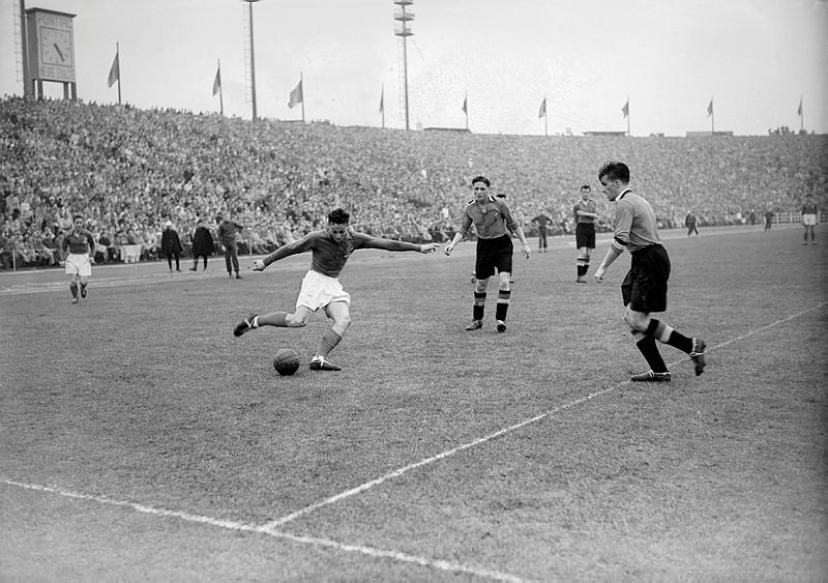 Jean Vincent in action against Belgium in 1954