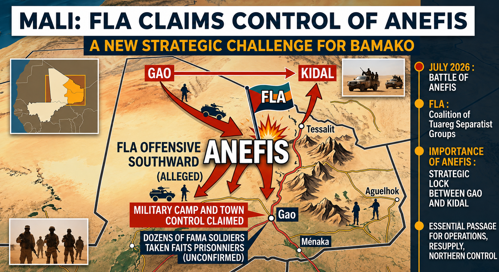 Military escalation grips Mali as rebels seize key northern town