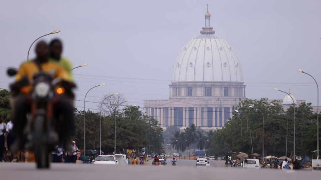 Aerial view of Yamoussoukro's Notre-Dame de la Paix Basilica, illustrating the city's transformation