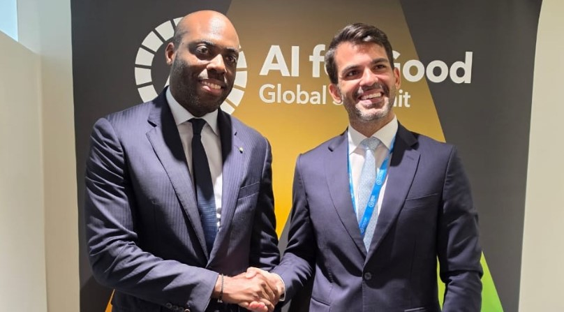 Gabon's Digital Economy Minister Mark-Alexandre Doumba with TikTok's regional director Emir Gelen