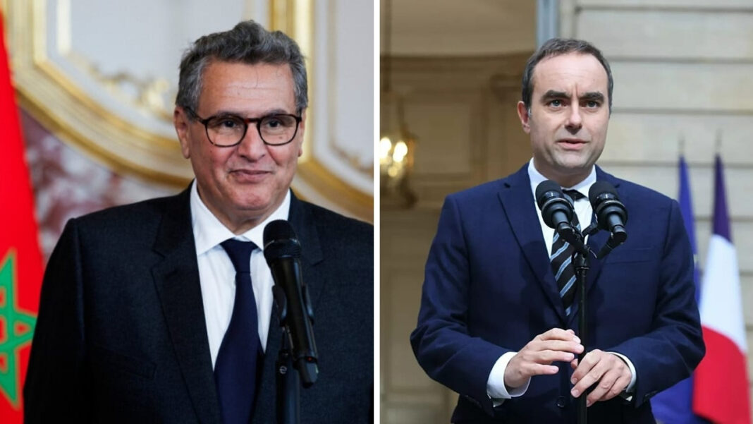 Moroccan Prime Minister Aziz Akhannouch and French Minister Sébastien Lecornu