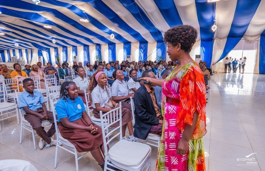 Students awarded during a ceremony at Comilog in Moanda