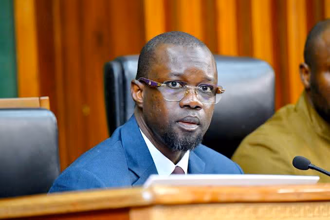 Ousmane Sonko speaking in the National Assembly