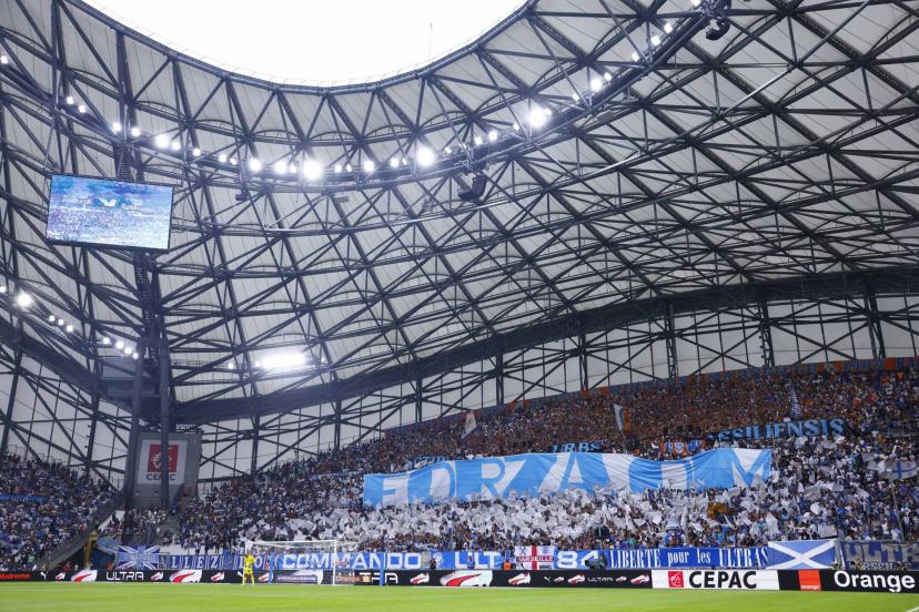Olympique de Marseille players in action at Vélodrome stadium