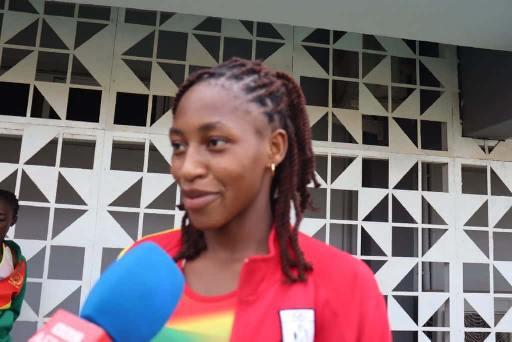 Zalissa Zongo, Burkinabè triple jump champion, celebrating her victory