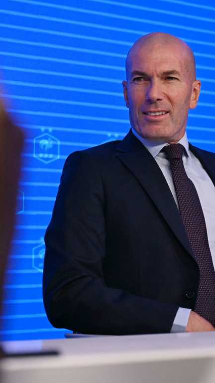 Former French international football player Zinedine Zidane arrives at the press conference to present him as the new head coach of France national football team at the French Football Federation headquarters (FFF) in Paris on July 28, 2026. The former France playmaker, who won the 1998 World Cup and the 2000 European Championship as a player, has been appointed head coach of the French national team, succeeding Didier Deschamps, the French Football Federation (FFF) announced. Zidane takes over from his former teammate Deschamps, who had been in charge since 2012; Deschamps' tenure ended with a fourth-place finish at the 2026 World Cup, following a title win in 2018 and a final appearance in 2022. (Photo by LOU BENOIST / AFP) (LOU BENOIST / AFP)
