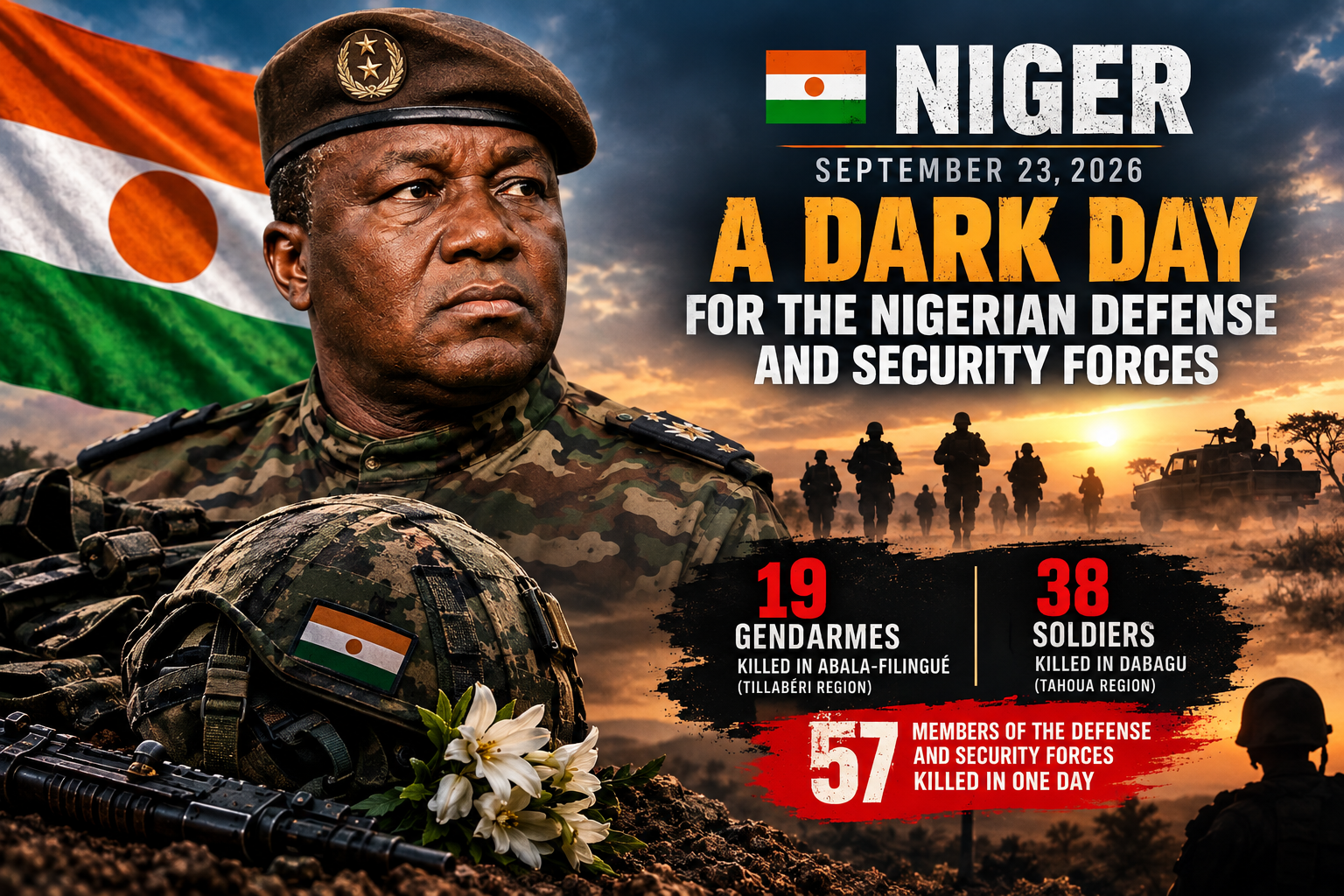 Niger: 57 security personnel killed in two attacks on september 23